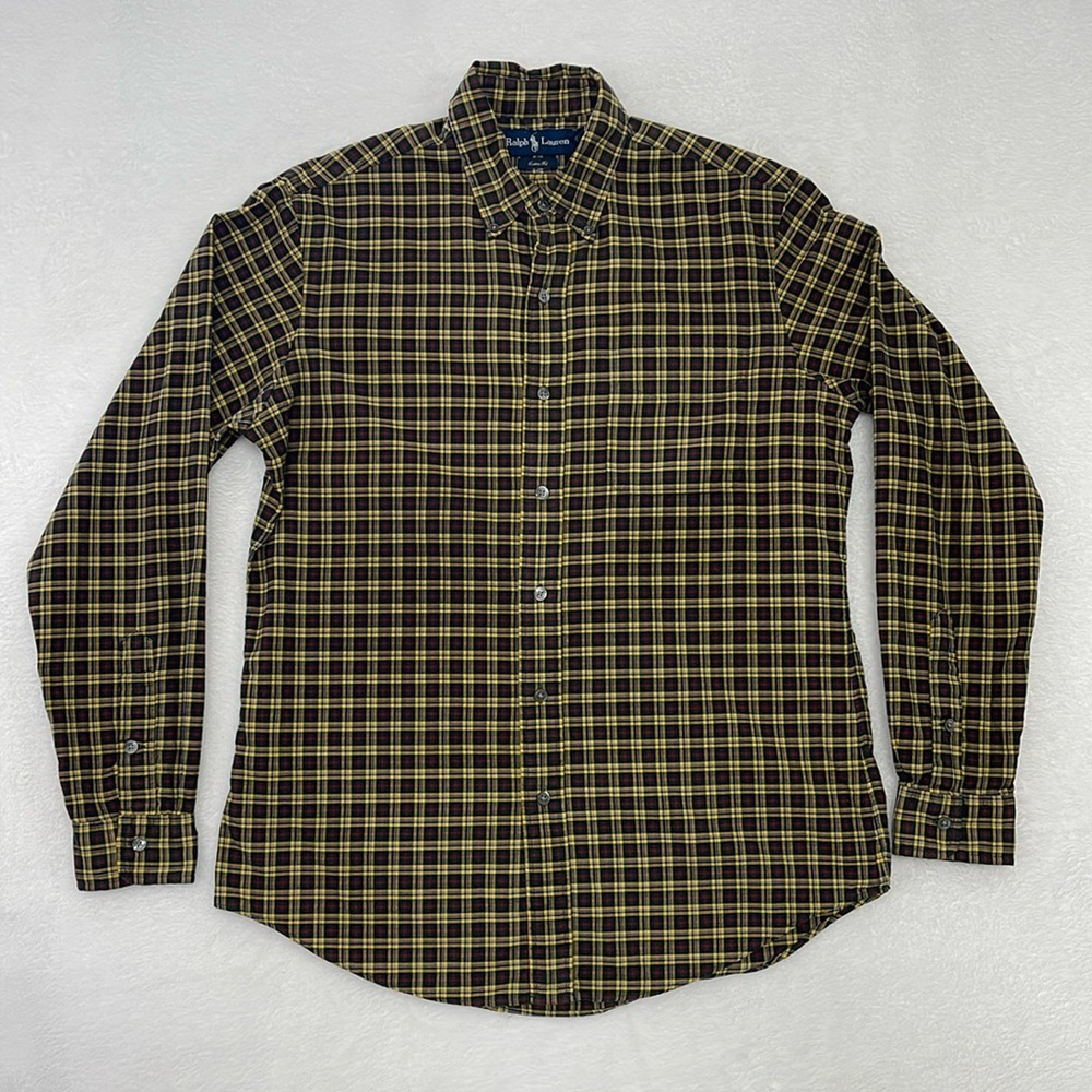 Ralph Lauren Custom Fit Long Sleeve Plaid Button Shirt Mens Medium